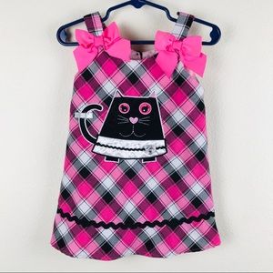 Pink & Black plaid kitty dress size 2T